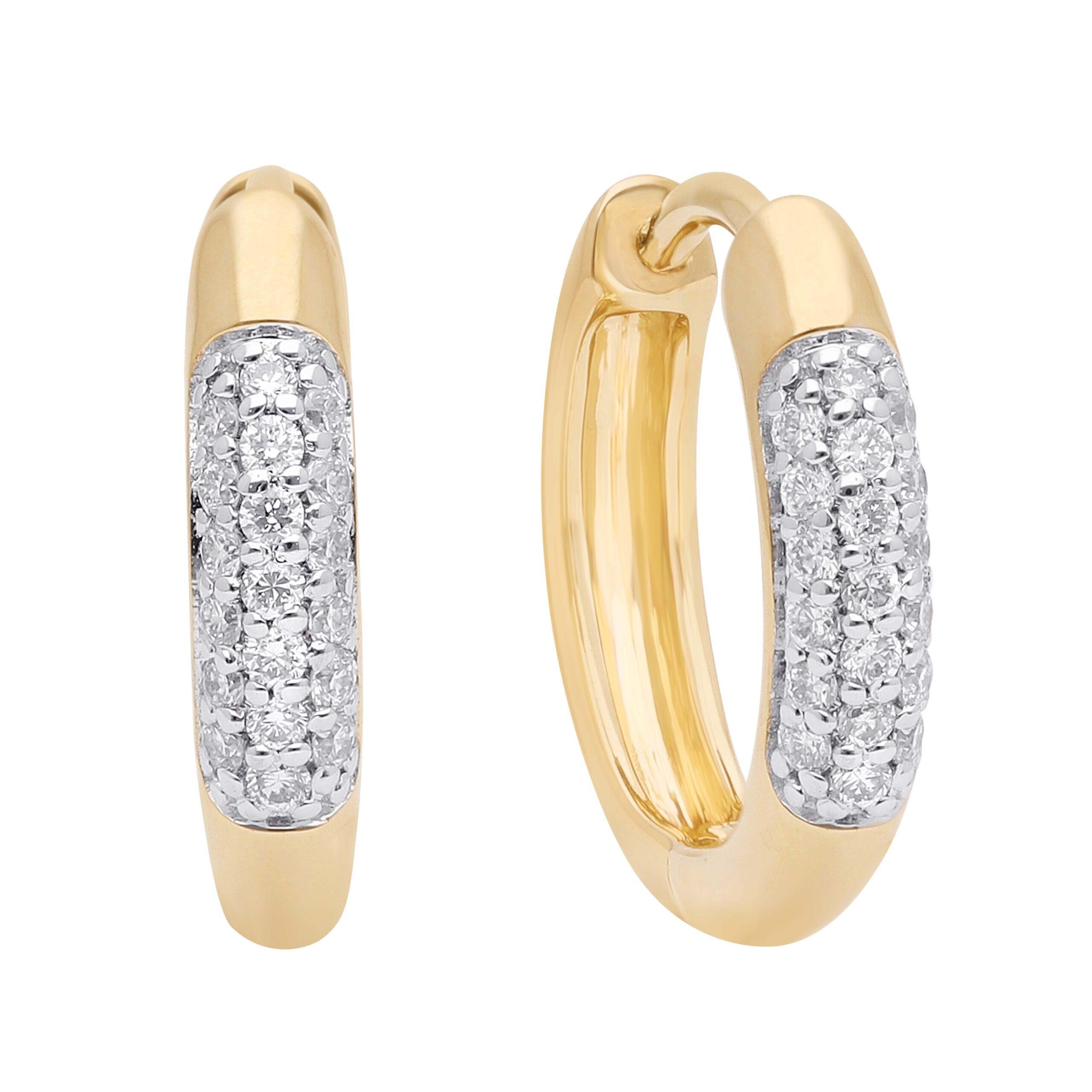 Diamantcreoler i 14 karat guld med 0,16 ct diamanter fra Byfrisenholm