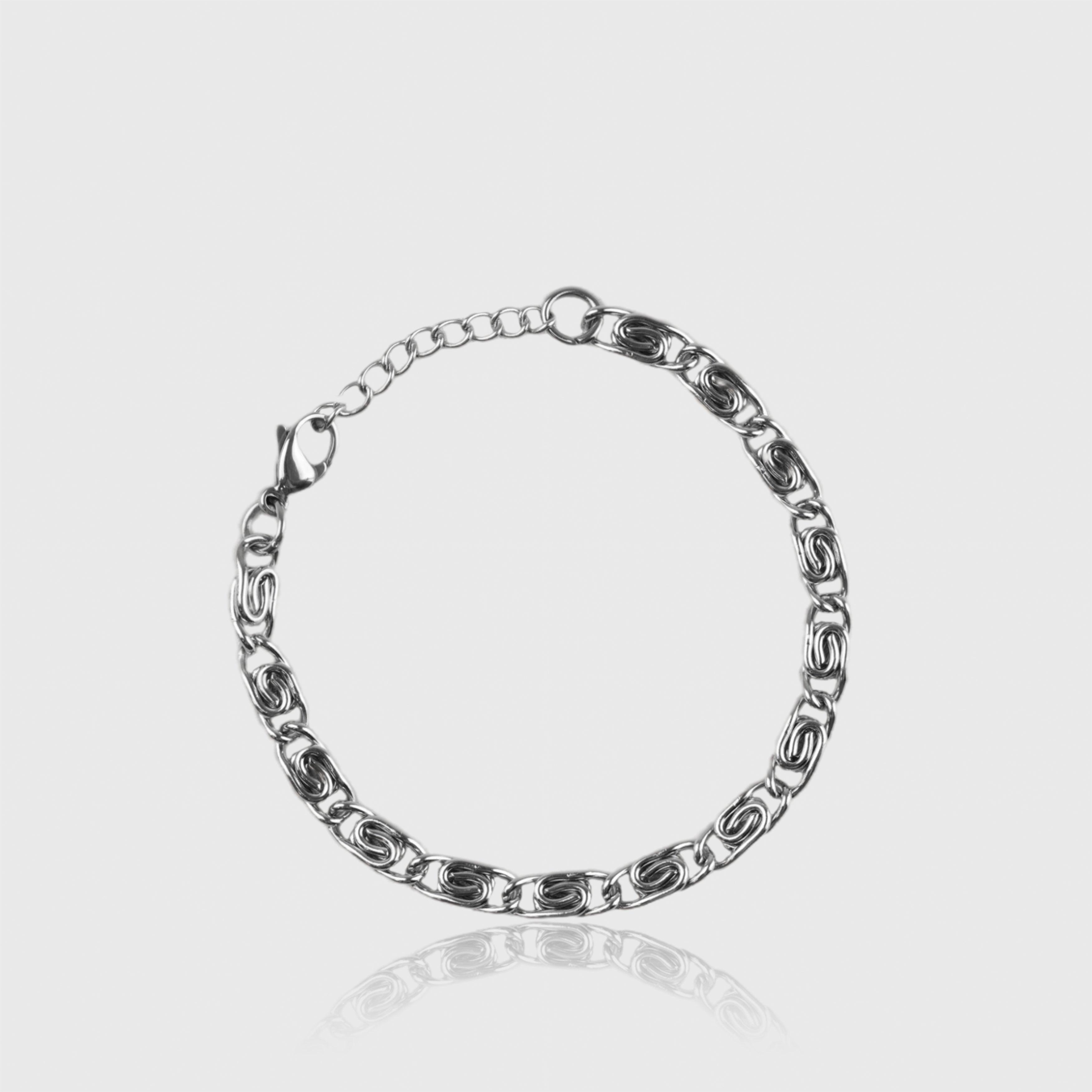 Sølvfarvet armbånd til mænd med spiraldesign i rustfrit stål
