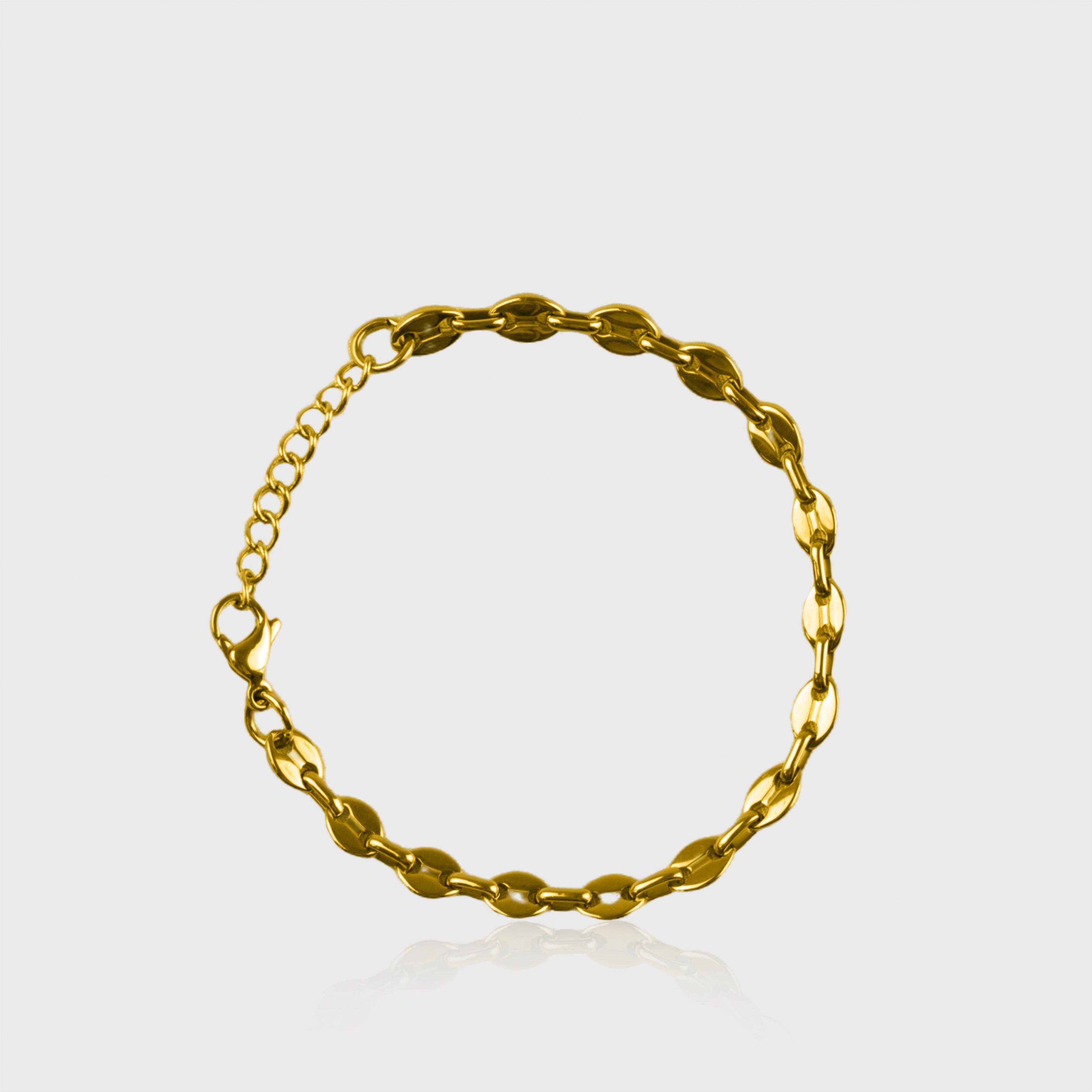 Guldfarvet herrearmbånd med dobbelt lænkedesign
